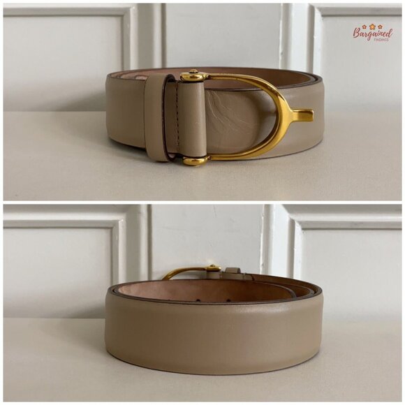 Authentic Gucci Beige Calfskin Leather Gold Horsebit Buckle Belt Size 80/32 main image 14